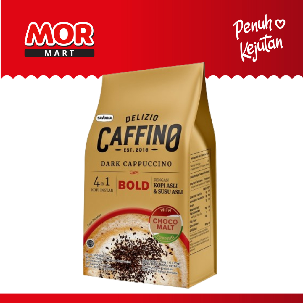 

DELIZIO CAFFINO Bold Dark Cappucino Kopi Susu Asli 6 pcs x 25 gr