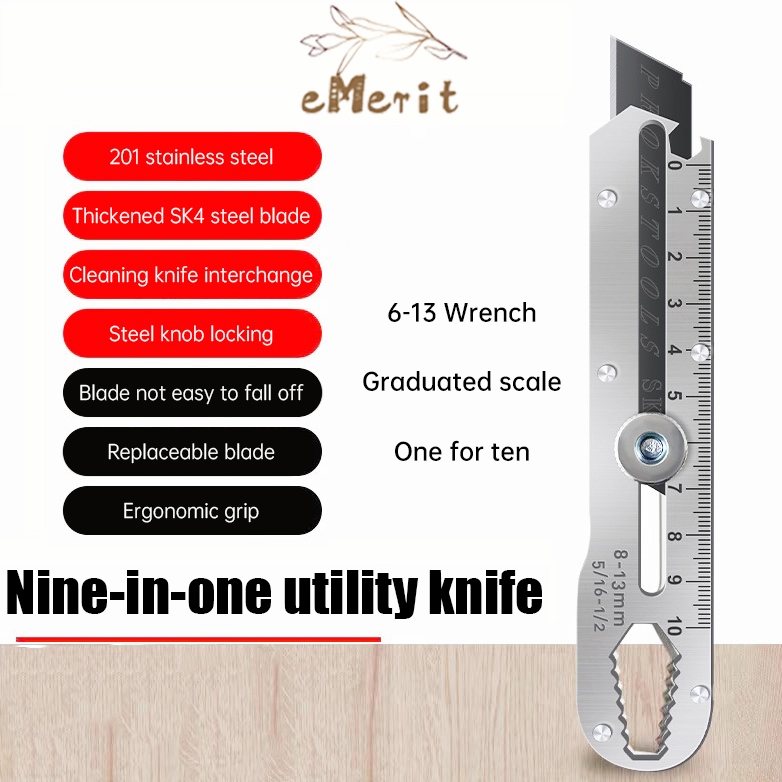 

[COD] Cutter Pisau 15mm Cutter Besi Stainless Besar 9-in-1 Pisau Set Cutter Pisau Pemotong Kertas