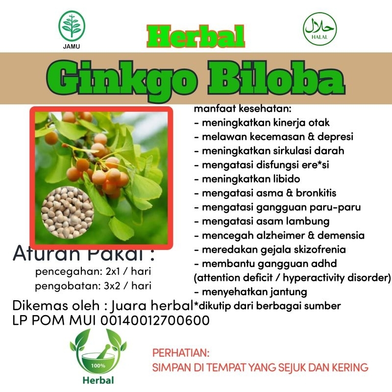HERBAL GINKGO BILOBA isi 100 kapsul