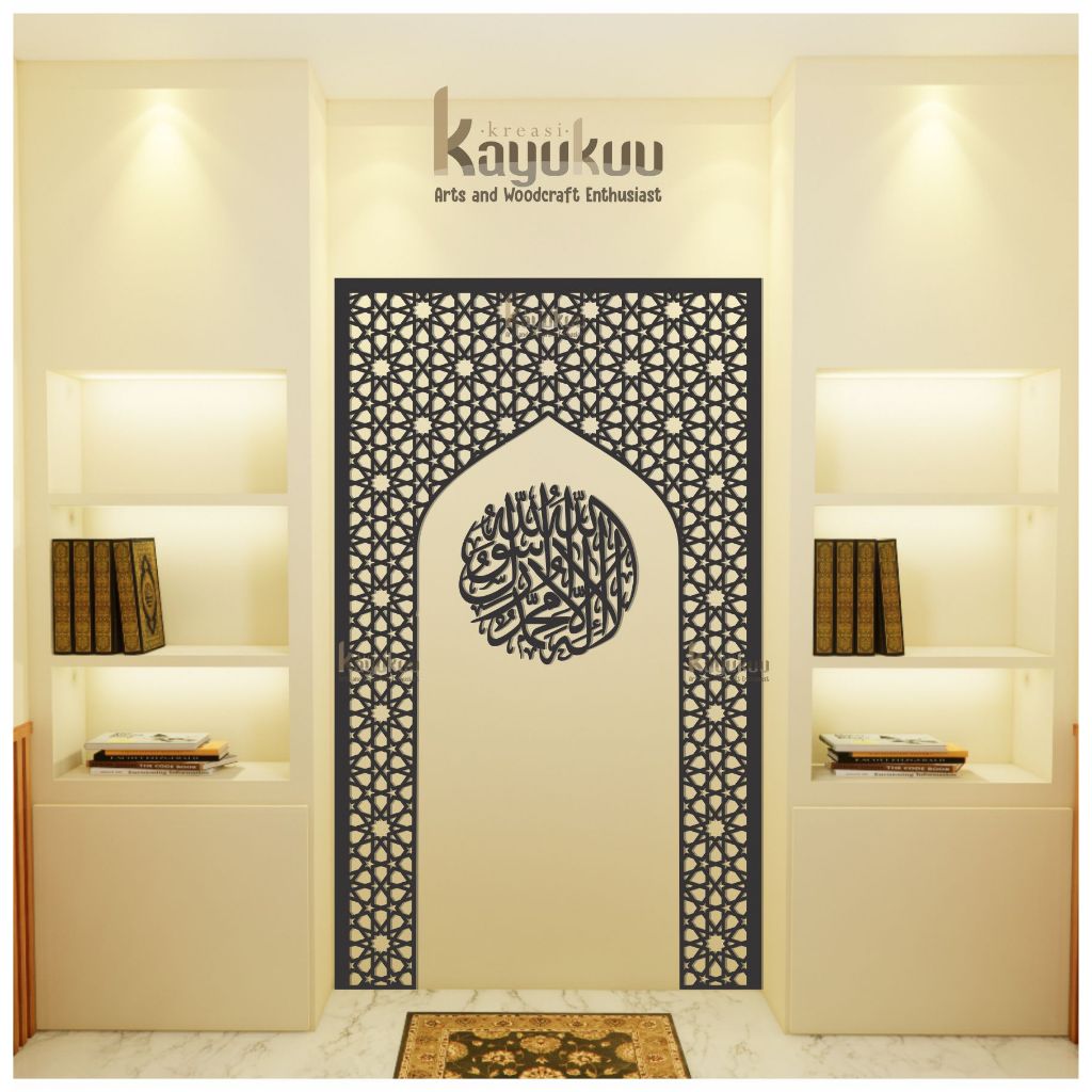 Kreasikayukuu Walldecor Hiasan Dinding "Mihrab Mushola  Bintang" Bahan Cutting Plywood 3mm