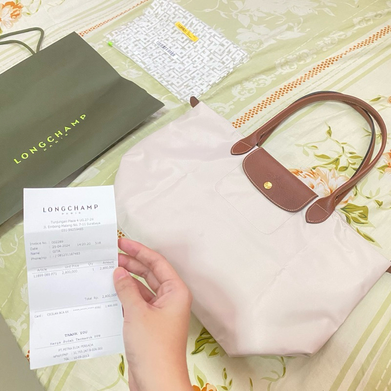 Longchamp La Pliage Large Long Handle Authentic Original Paper LLH MLH