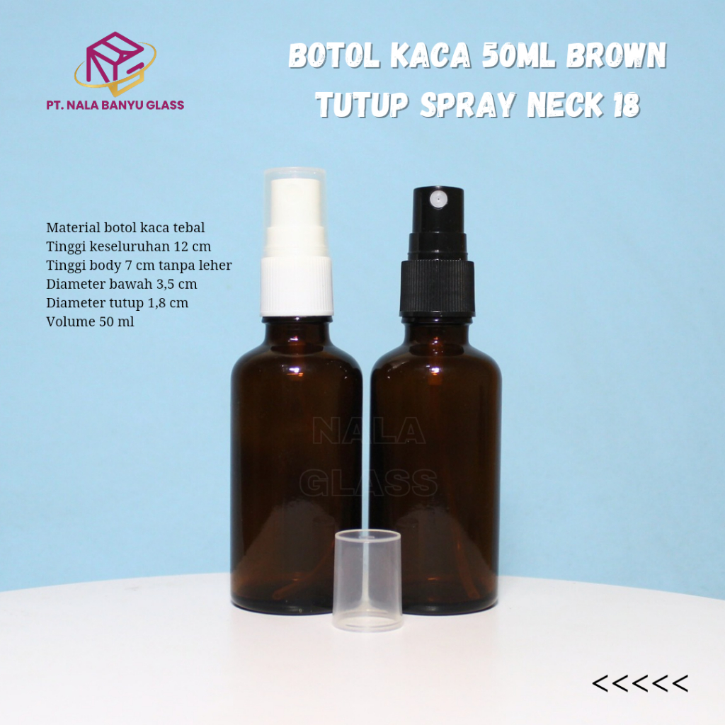 botol spray 50ml kaca coklat / amber / botol kaca 50ml tutup spray