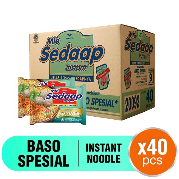 

Sedaap Mie Instan Rasa Baso Spesial 77 gr 1 dus 40 pcs