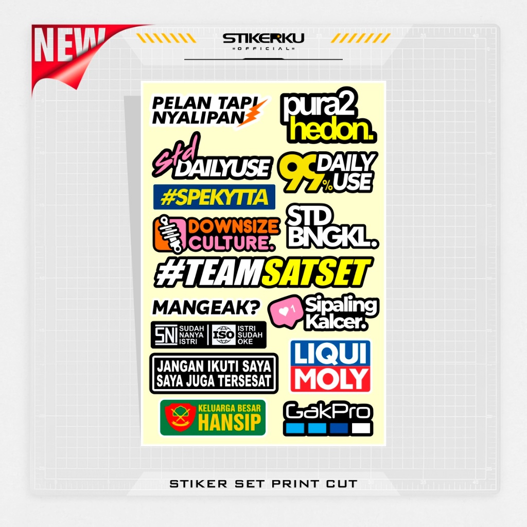 

STICKER PACK VINYL / MOTIF KATAKATA / STIKER SET / HP LAPTOP / HELM / BRAND / INTIP / WATERFROOF