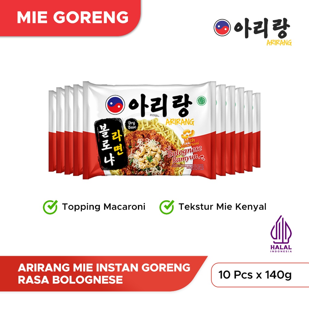 

10 Pcs Arirang Mie Instan Goreng Rasa Bolognese 140g (AR134)