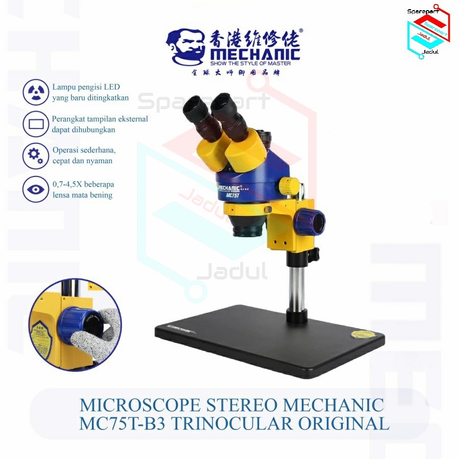 Mechanic Microscope Stereo MC75T-B3 Trinocular Original