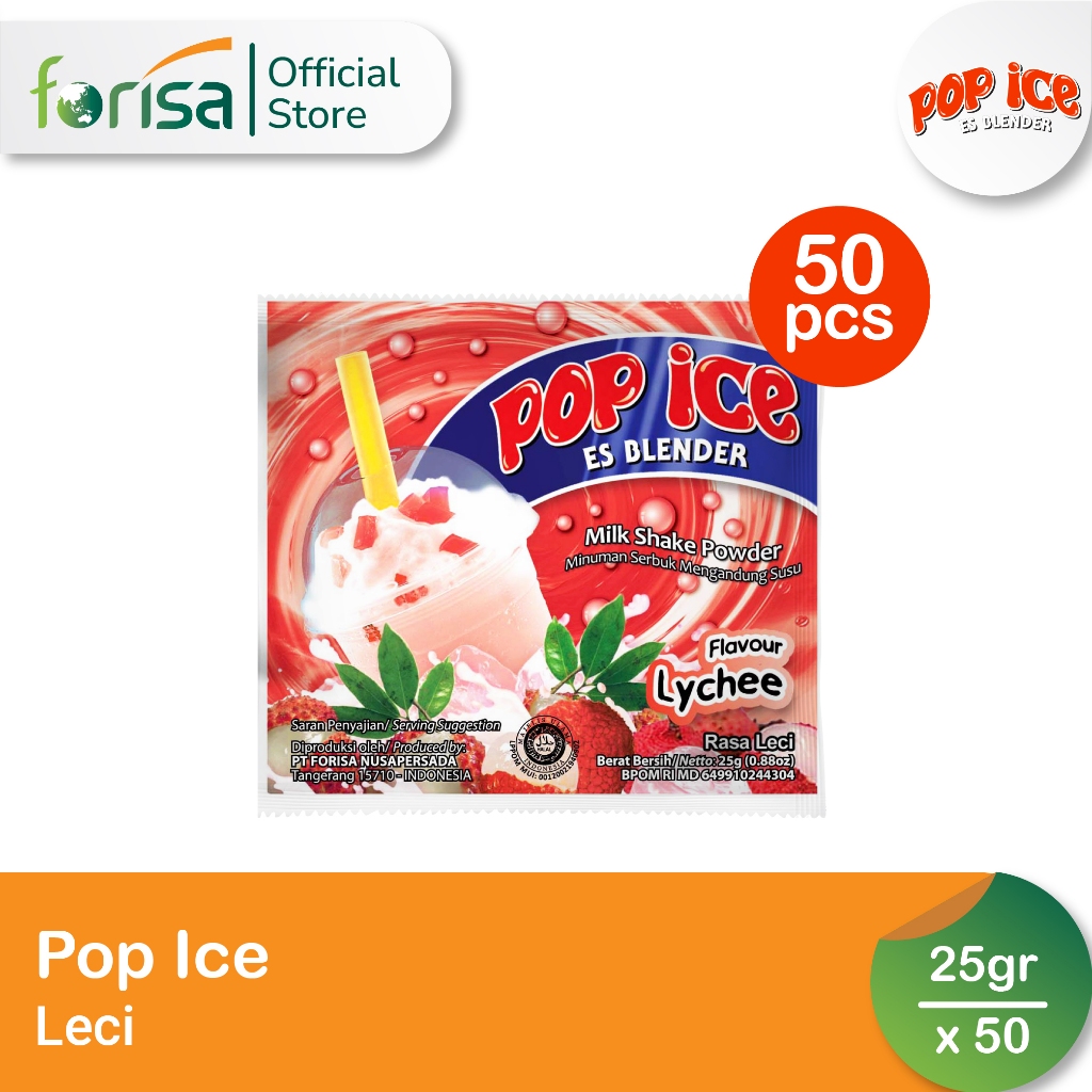 

Pop Ice Milk Shake Powder Rasa Leci 10 pcs 5 Renceng