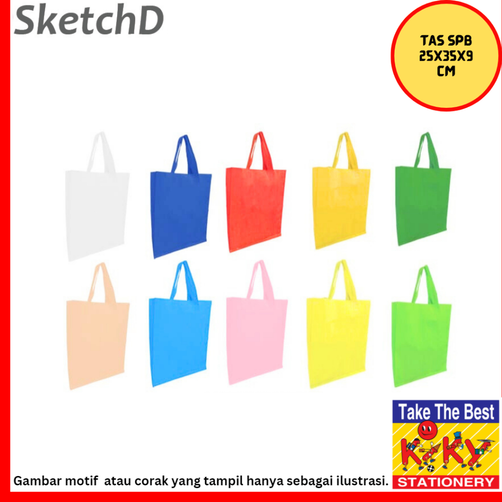 

Tas Spunbond kain polos warna 25 x 35 x 9 cm Kiky Goodie Bag