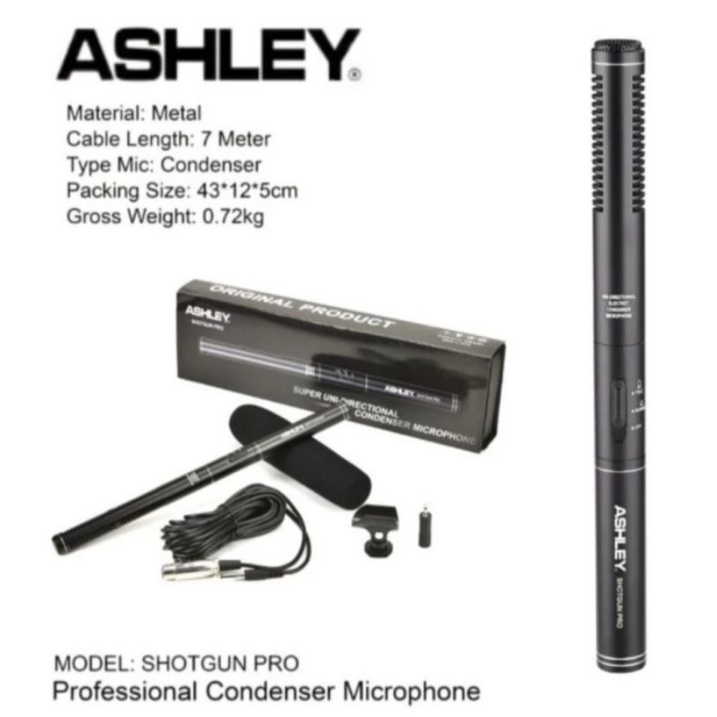 Mic Kabel Condenser Ashley Shotgun PRO Original CONDENSER Microphone