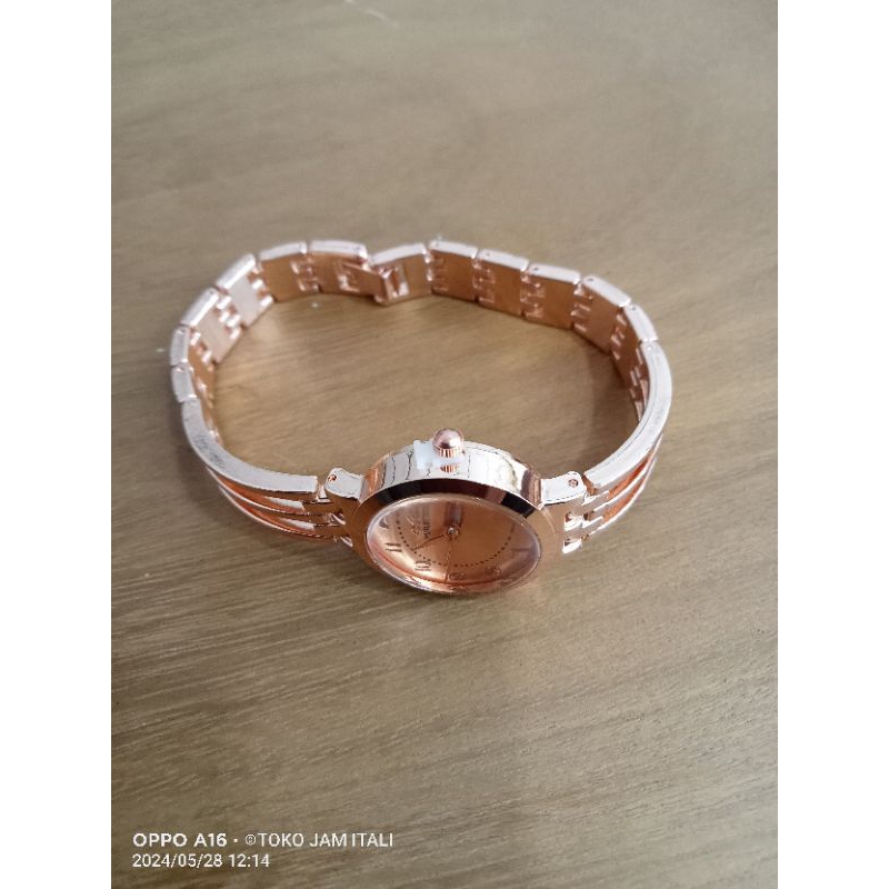 jam wanita mirete rosegold dial gold