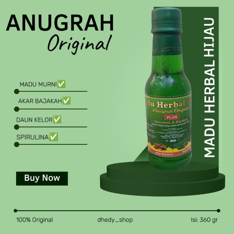 

Anugrah Original Madu Herbal Hijau Plus Spirulina & Bajakah 360 gr