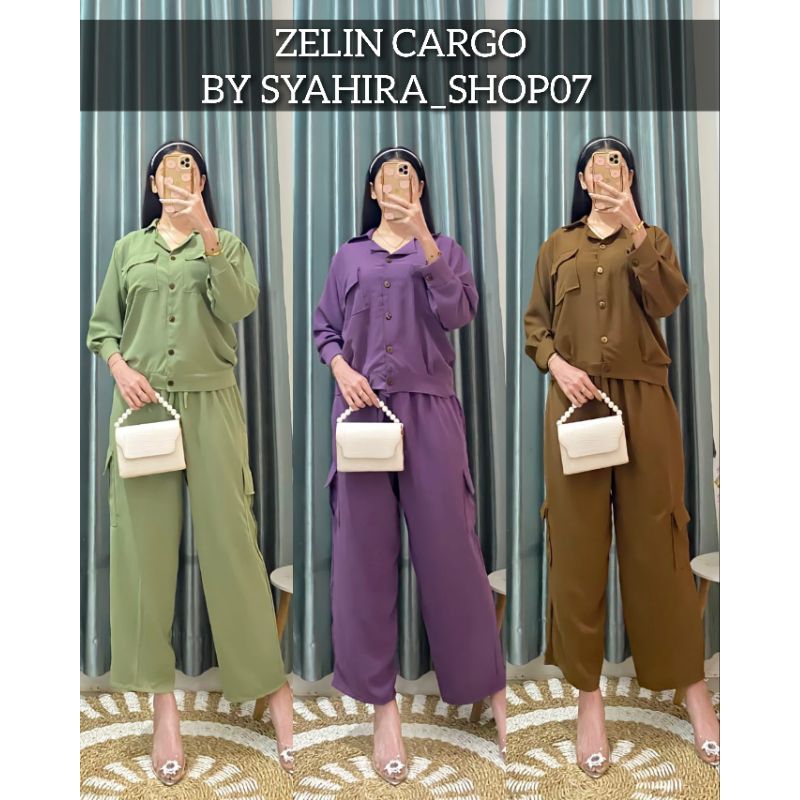 KALA ONE SET CARGO / ZELIN ONE SET CARGO LENGAN PANJANG / ZELIN ONE SET CARGO WANITA TERBARU/ SETELA