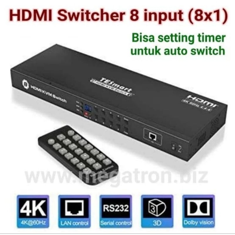 HDMI Switcher 8 input (8x1) - support 4K - Bisa set timer Auto Switch