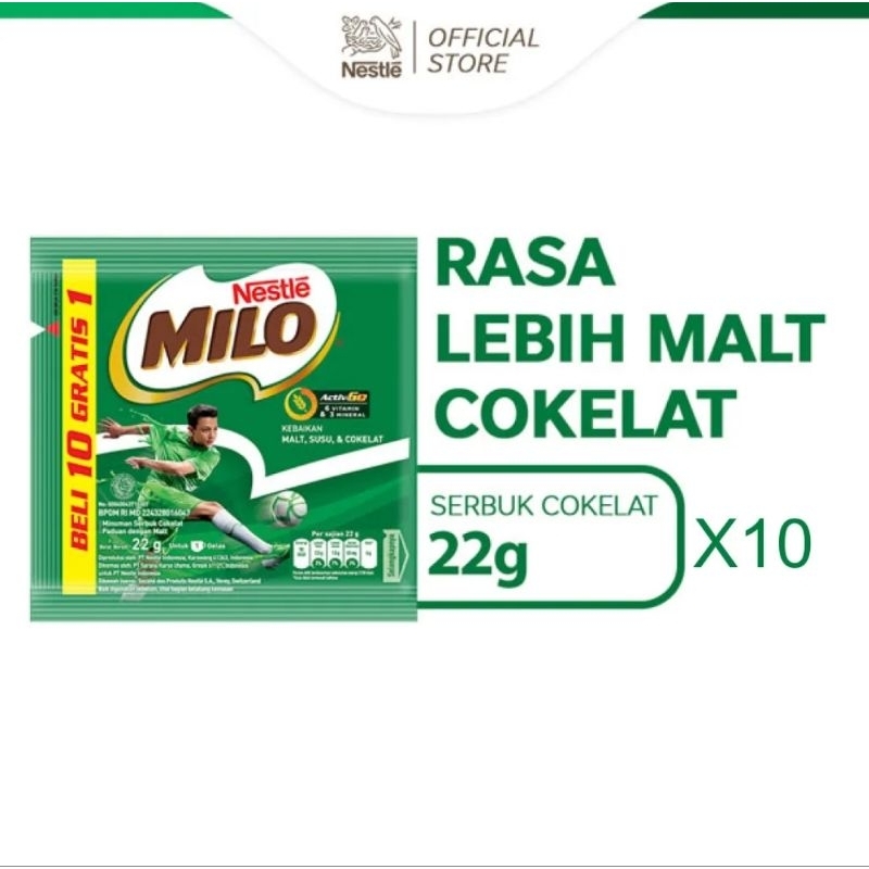 

Milo Activ-Go Minuman Coklat 22 g [10 Sachet/ 1 Renceng]