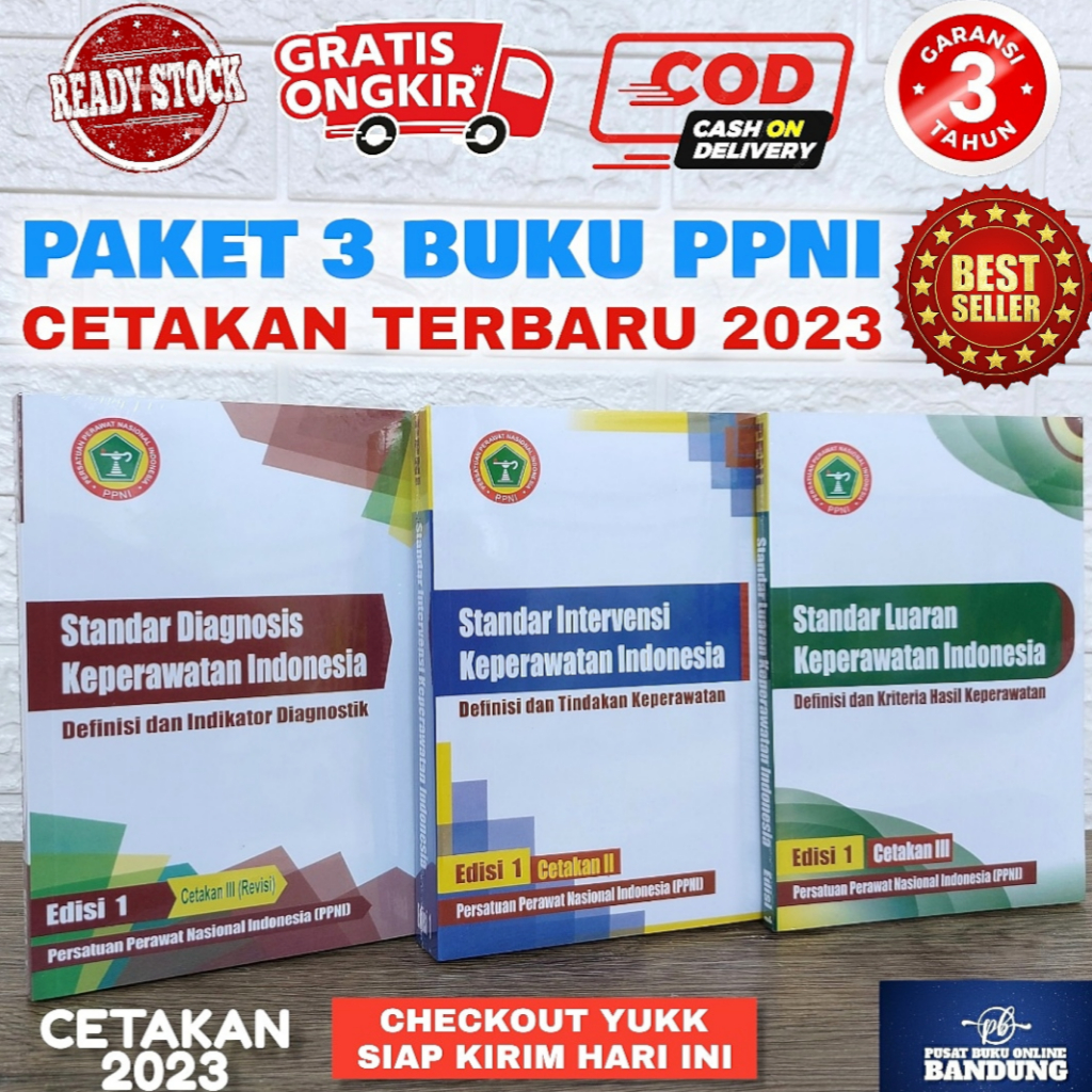 CETAKAN TERBARU 2023 PAKET 3 BUKU PPNI SDKI SIKI SLKI PREMIUM ORI CETAKAN 3
