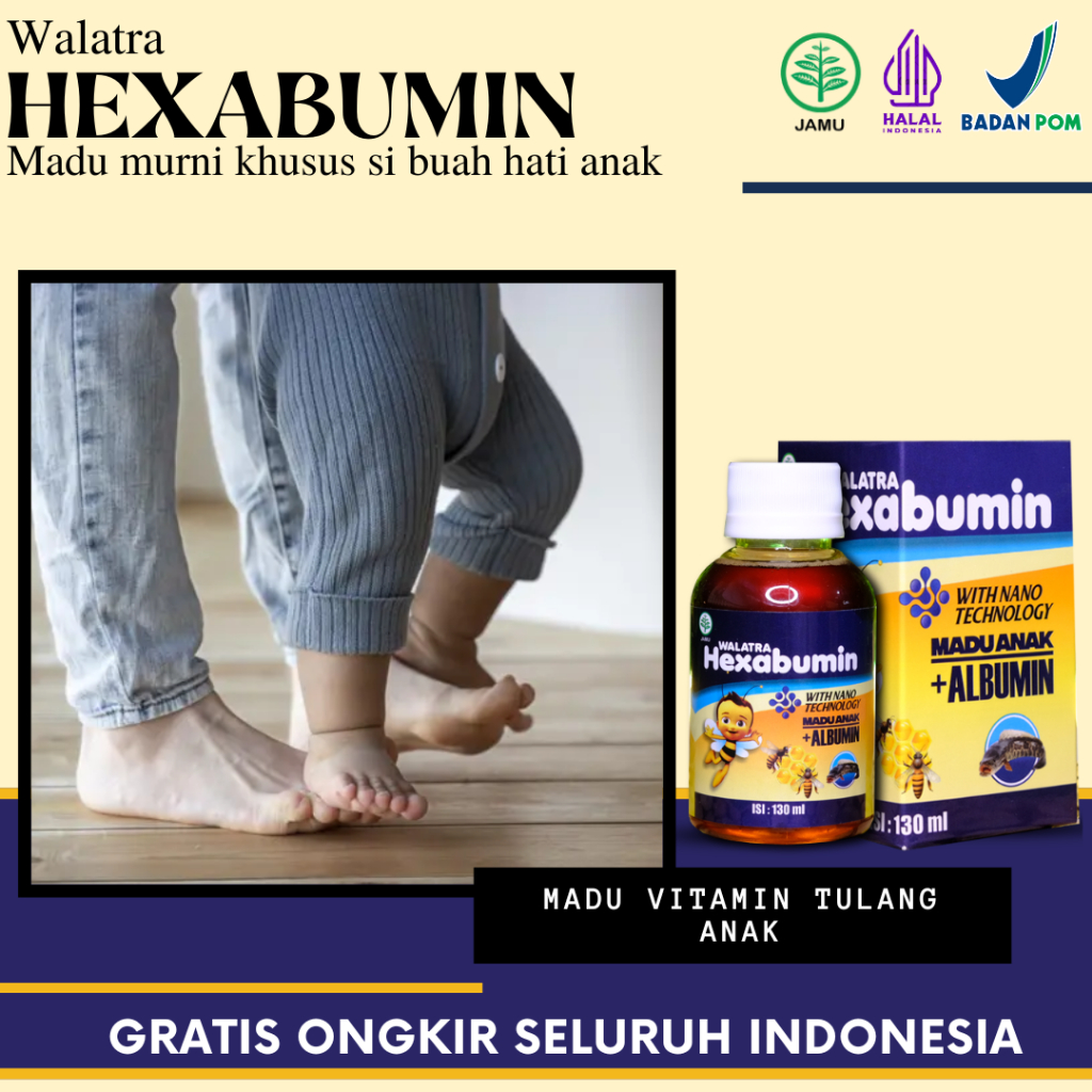 Madu Hexabumin Vitamin Tulang Anak, Penguat Tulang Anak, Pertumbuhan Tulang Anak, Anak Terlambat Jal