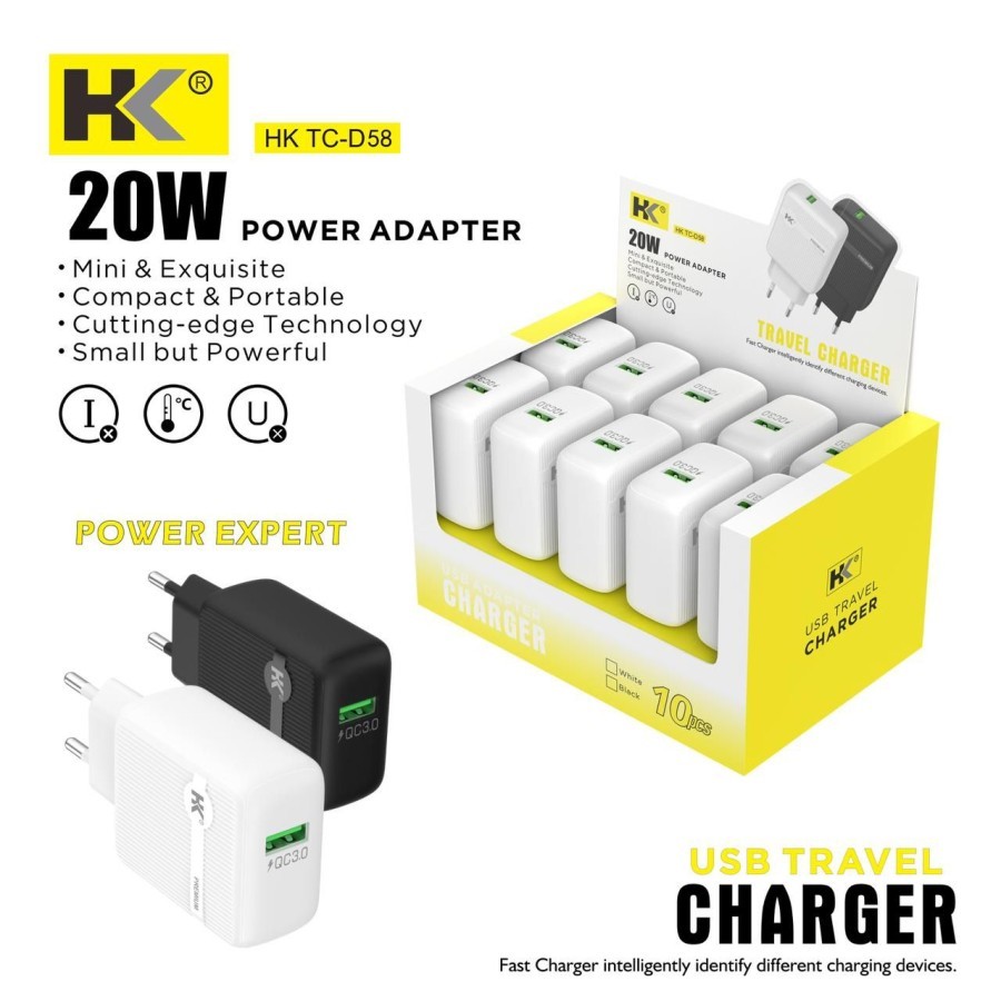 ADAPTOR HK TC-D58 1 USB ORIGINAL QUICK CHARGER 3.0 20W MANTUL