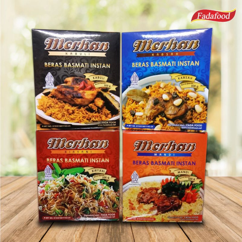 

Merhan Beras Basmati Instan Nasi Kabuli Mandi Kabsah Biryani /Rasa Khas Timur Tengah Berat 500gr