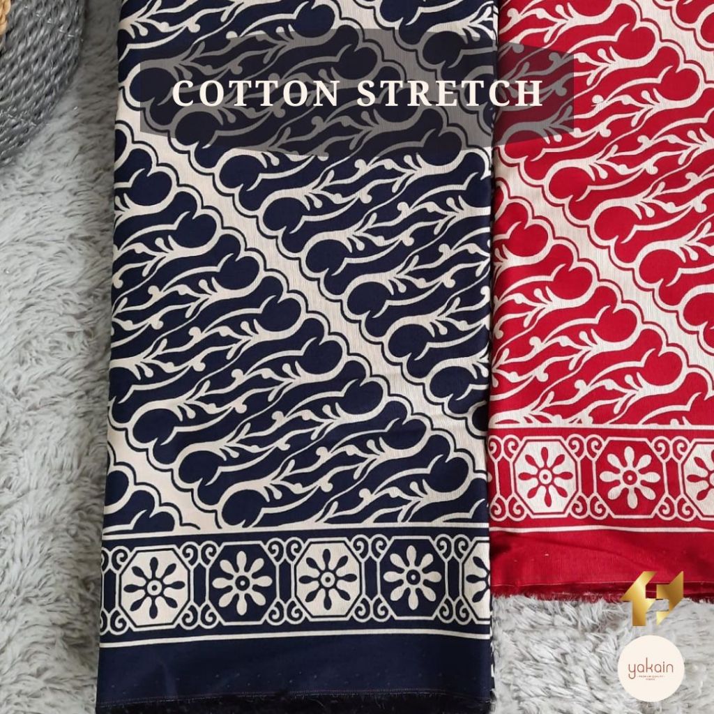 Kain Batik Katun / Cotton Stretch FAMAS - Batik Roots Navy