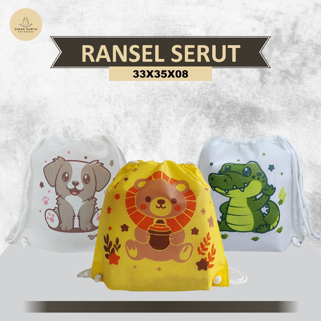 

Goodie Bag Birthday Snack Tas Sovenir Ulang Tahun Tas Spunbond Ultah Ransel Motif Binatang Tas Ransel Serut 33x35x08