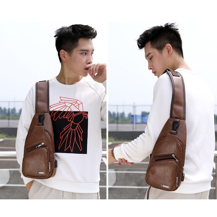 Tas Pria Selempang Dan Bahu Waist Bag Sling Bag Shoulder Bag Tas Cowok Import Model Korea