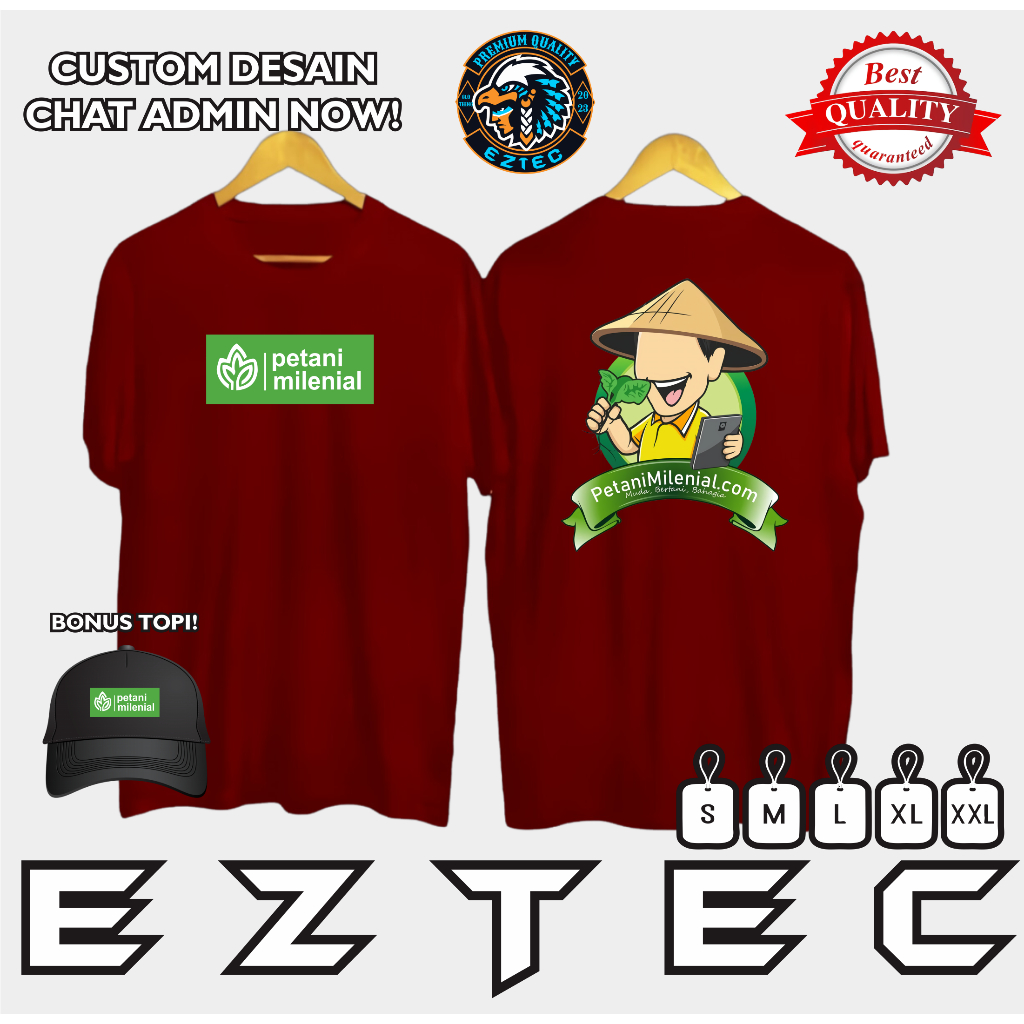 KAOS PETANI MILENIAL PETANI MUDA BONUS TOPI VARCITY APPAREL