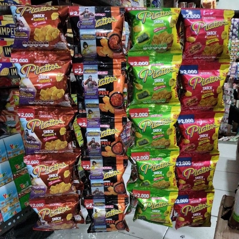 

Piattos / SNACK kentang kini ada 4 varian harga 1 renteng 10 pcs