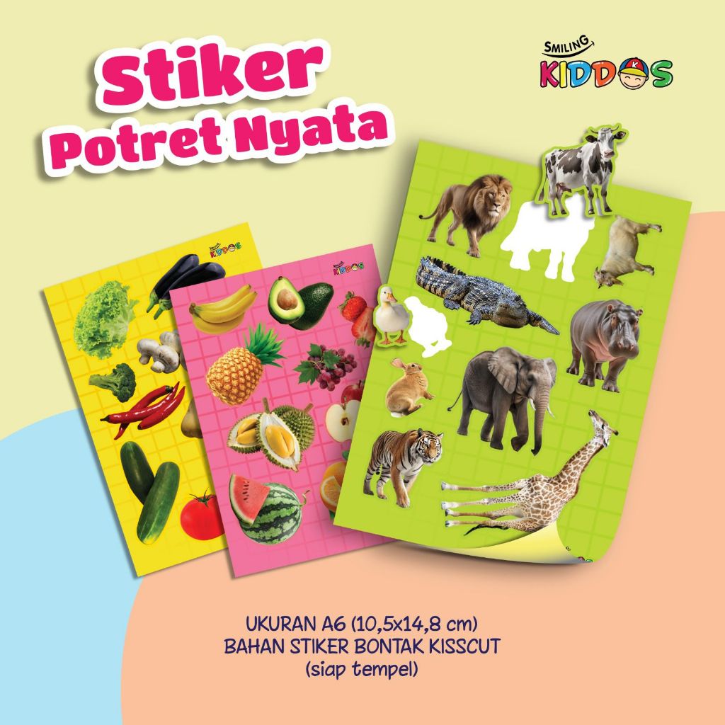 

STIKER TEMATIK REAL PICTURE SK UK A6 (CE) - Mainan Edukasi Sticker Anak Deco Tematik Binatang Buah Sayur Kiss Cut Murah Potret Nyata Real Picture Smiling Kiddos Camilla Edu