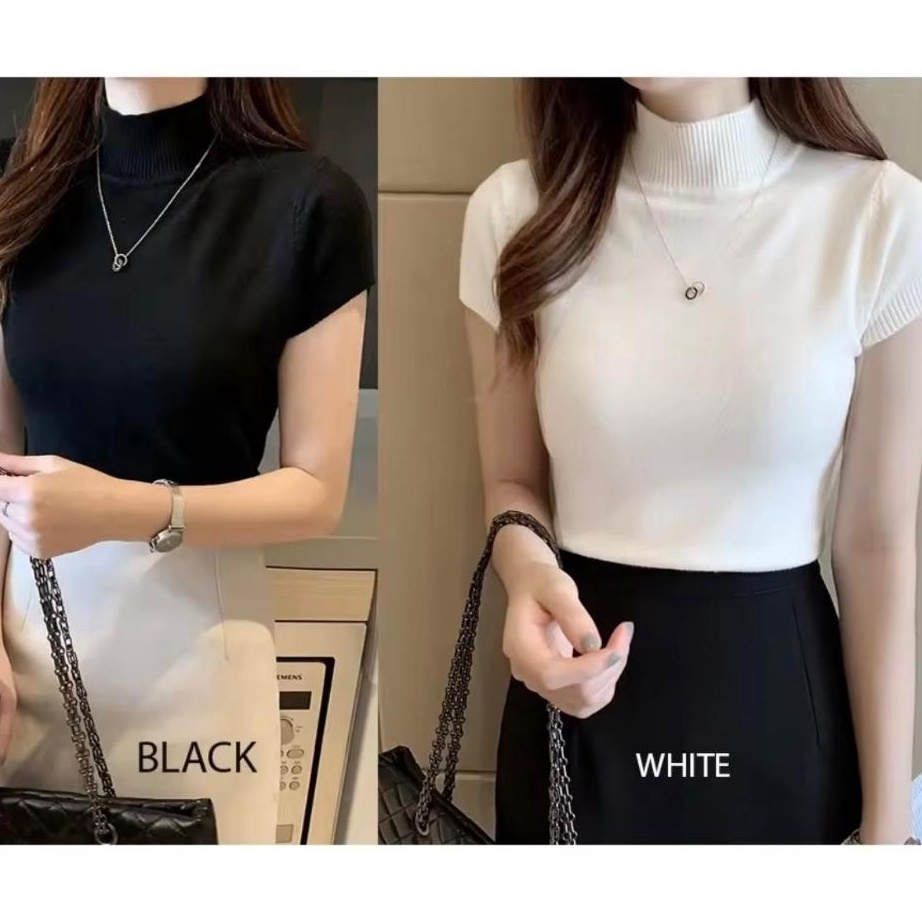 Terbaru turtleneck lengan pendek  turtleneck pendek viral korea  turtleneck wanita lengan pendek