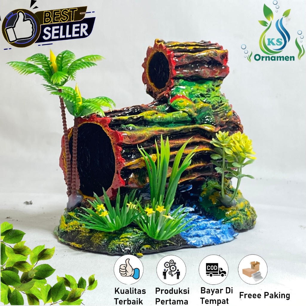 Hiasan Aquarium Trowongan Kelapa /  Hiasan Akuarium Pohon Kelapa Sungai