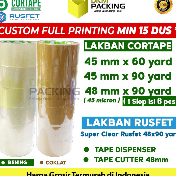 

Paket Ekslusif Lakban 48mm x 9yard CORTAPE Plakban Isolasi PREMIUM SELOP