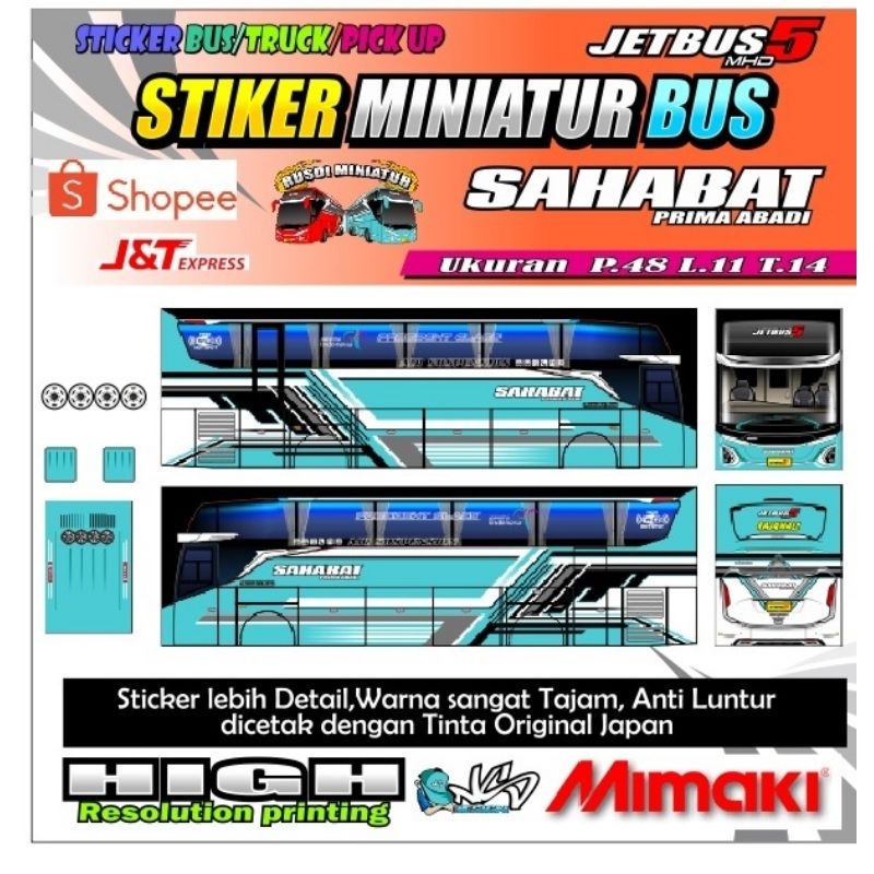 

stiker miniatur bus sahabat jb5