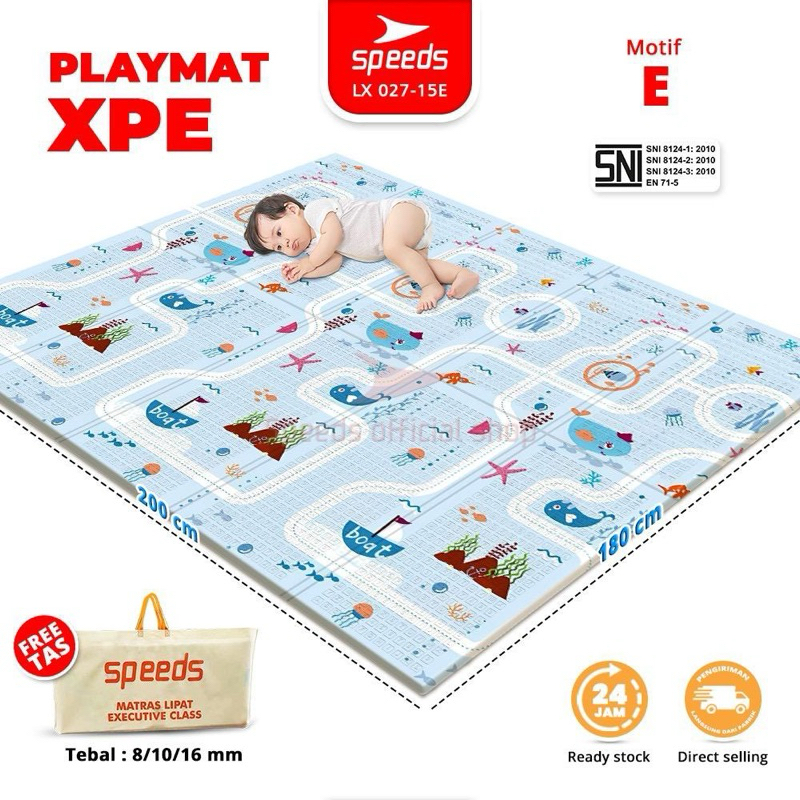 SNI SPEEDS Matras Bayi 180x200 cm Playmat Bayi Karpet Lipat Anak/Bayi Tikar Lipat Foam Matras Playma