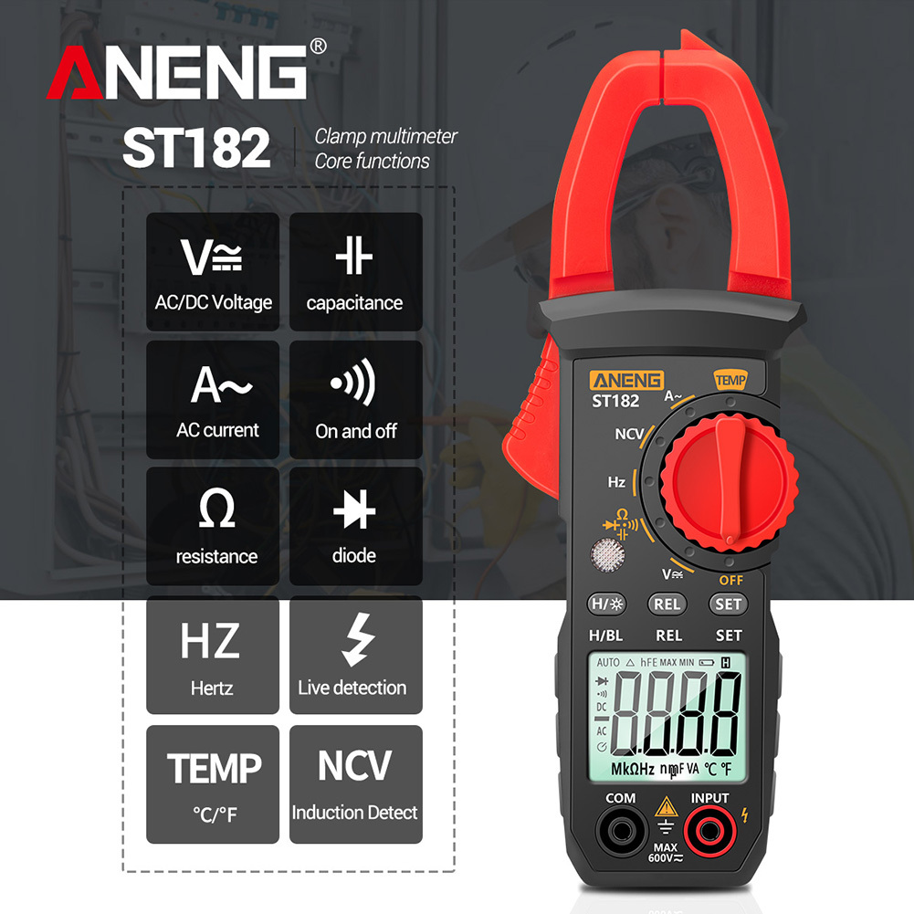 Digital Multimeter Voltage Tester Clamp Meter Auto Shutdown ANENG ST182