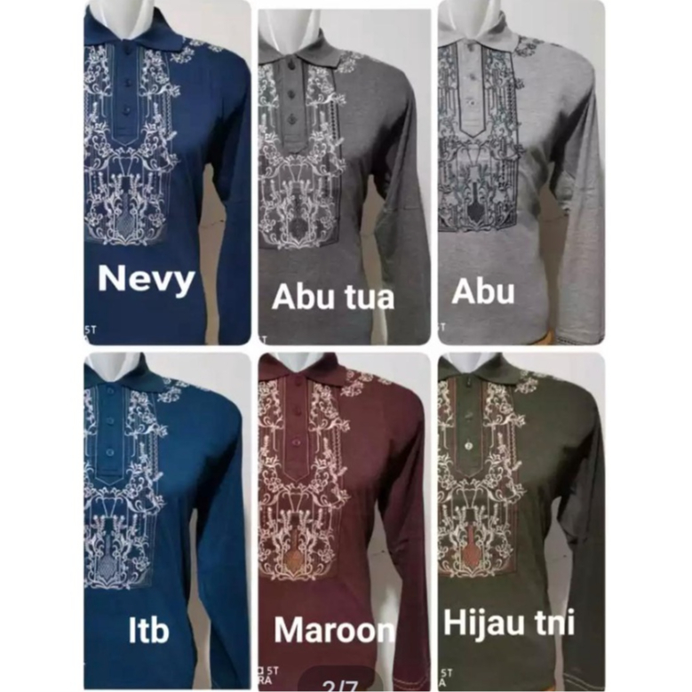 Liso wear -  Kaos koko pria | baju muslim motif bordiran lengan panjang | koko muslim pria dewasa