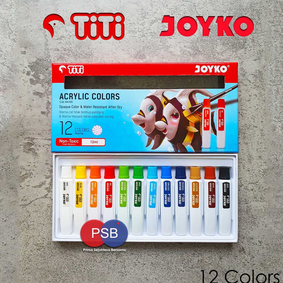 

Cat Akrilik Titi Joyko 12 warna x 12 ml Cat Akrilik Murah