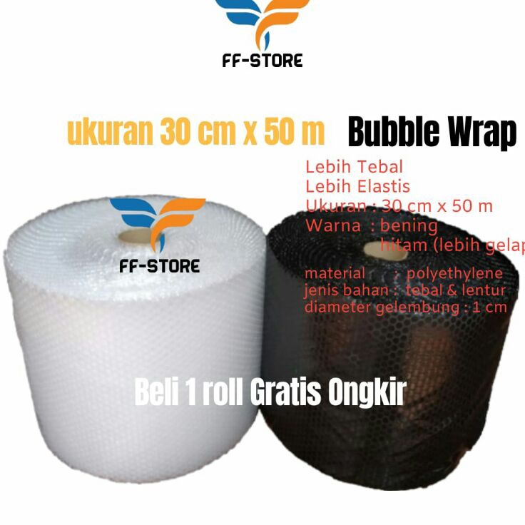 

New Arrival 5Mx3CM Bubble Wrap Hitam Bening Roll 3 cm x 5 m Tebal Premium Ekonomis Murah Gosend Grab Bandung