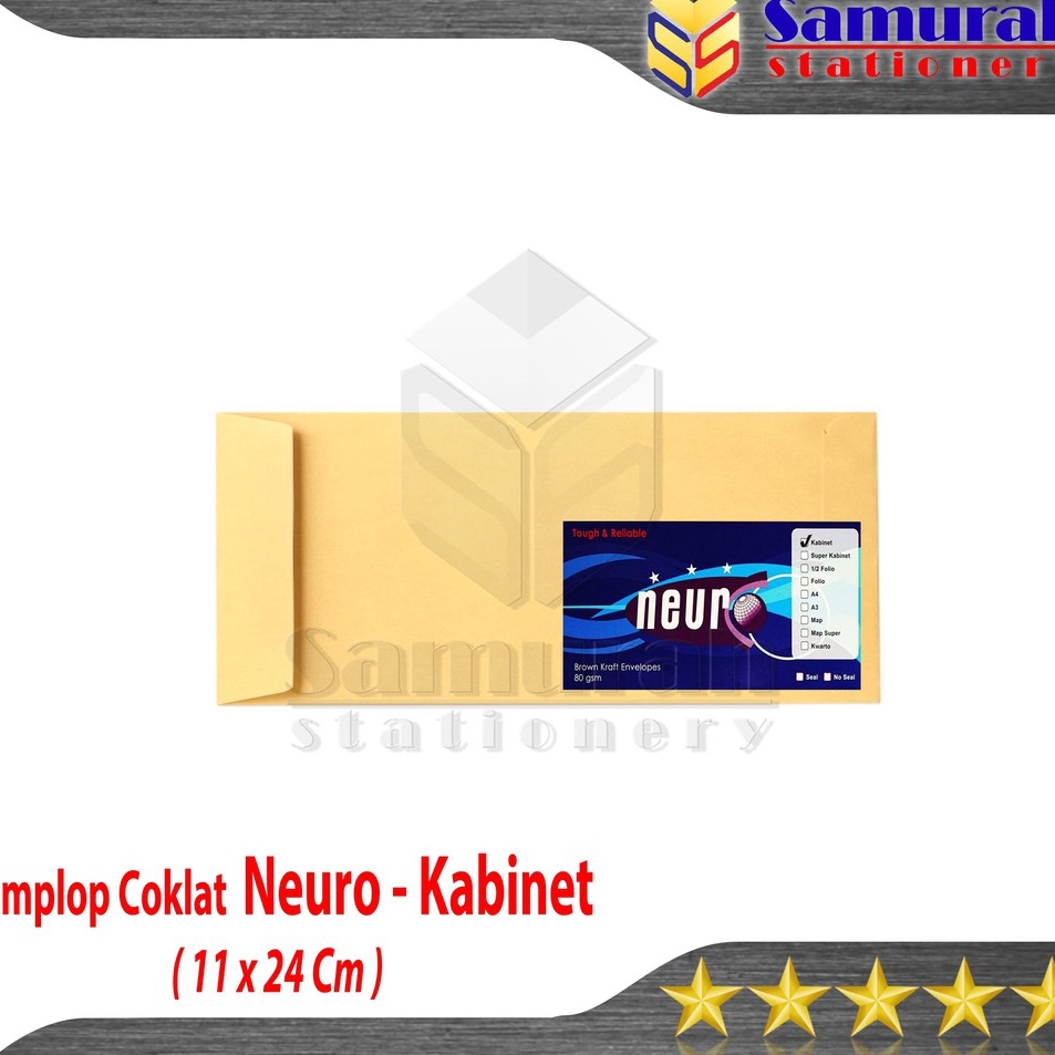 

Amplop Kes Coklat Polos Neuro Ukuran Kabinet Envelope Cabinet 11 x 24 cm Gaji Kop Surat