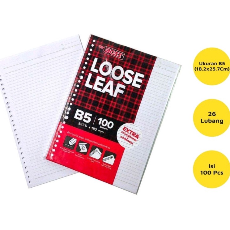 

LOOSE LEAF B5 A5 GARIS KES BINDER ISI 1 LEMBAR BIG BOSS MURAH