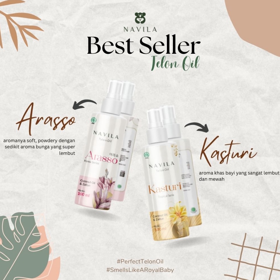 

NAVILA Minyak Telon Oil Bayi tif 1ml Varian Wangi Lavender Green Tea Kasturi Arasso