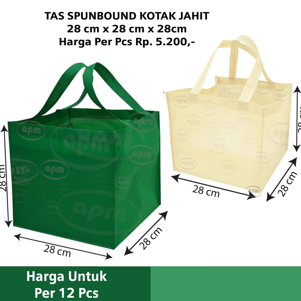 

Tas Spunbond Kotak Ukuran 28cm x 28cm x 28cm Tas Jahit