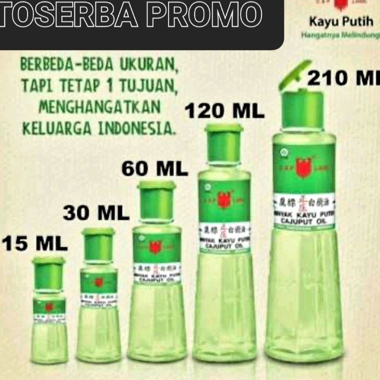 

Modern TOSERBA PROMOMINYAK KAYU PUTIH CAPLANG 21 ML dan 12 ML CAJUPUT OIL CAP LANG MINYAK KAYU PUTIH JUMBO MKP JUMBO