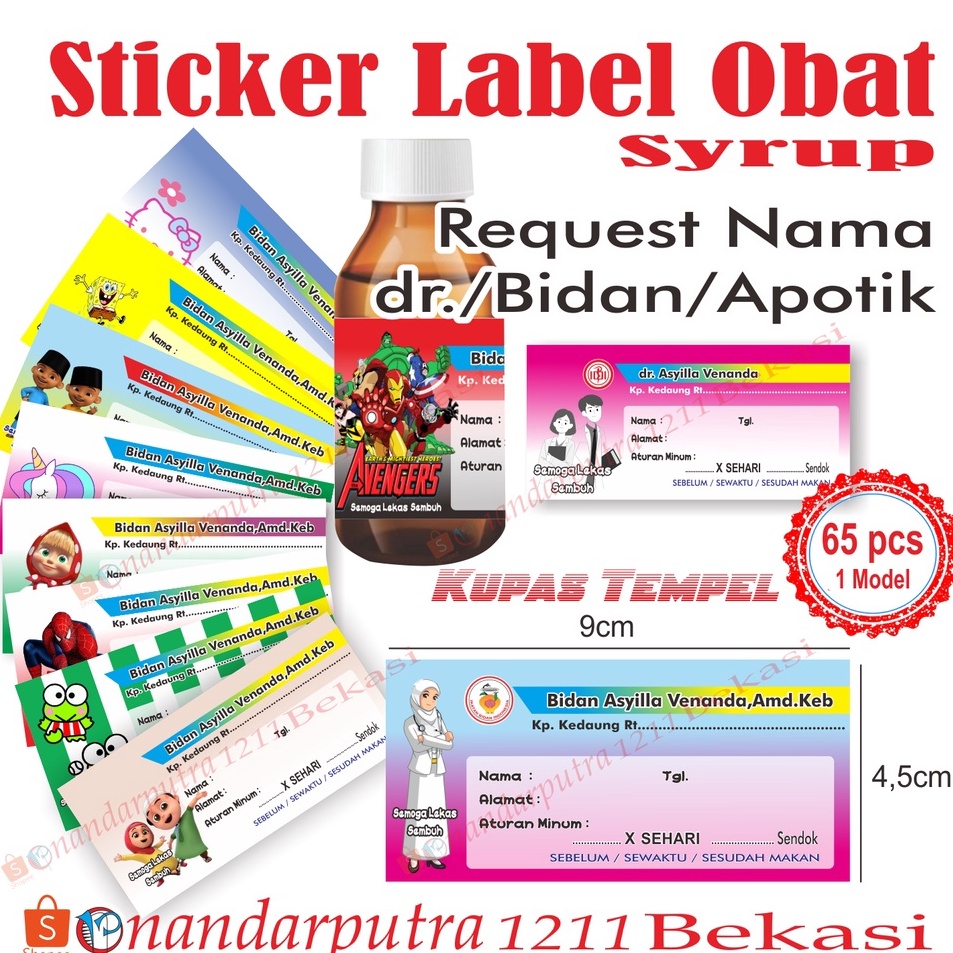 

65Pcs Sticker Label O bat Syrup Etiket Label O bat