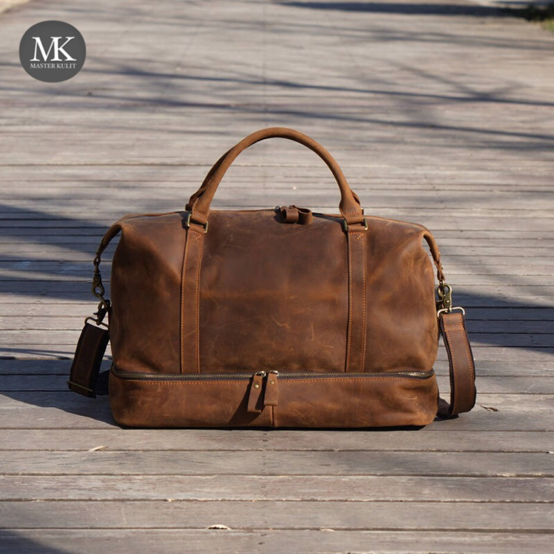 TAS TRAVEL FULL KULIT ASLI DUFFLE BAG WEEKENDER VINTAGE MK.022