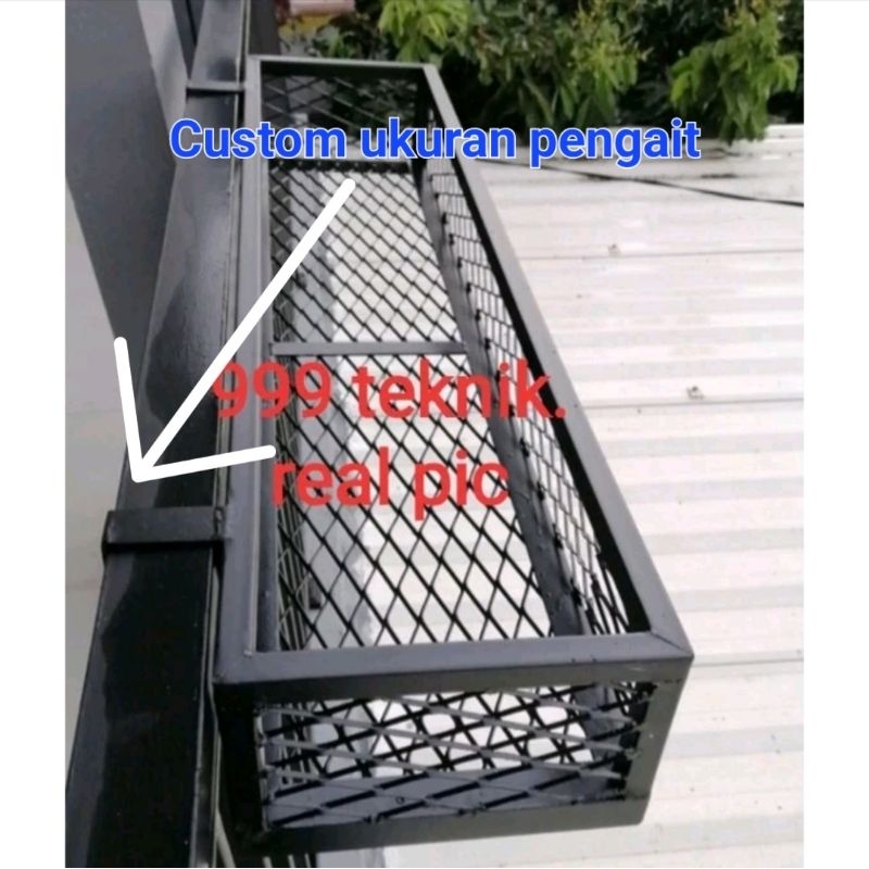 rak pot bunga untuk di balkon gantungan pagar besi