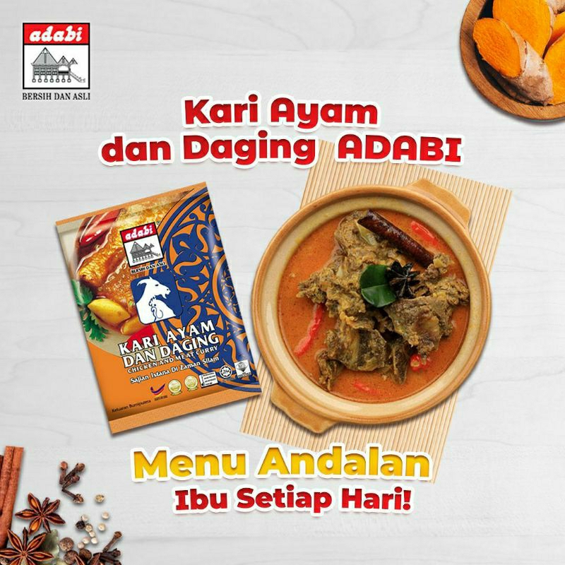 

Adabi - Bumbu Kari Ayam dan Daging | Bumbu Kari Instan | Bumbu Kari ayam | Bumbu Kari Daging