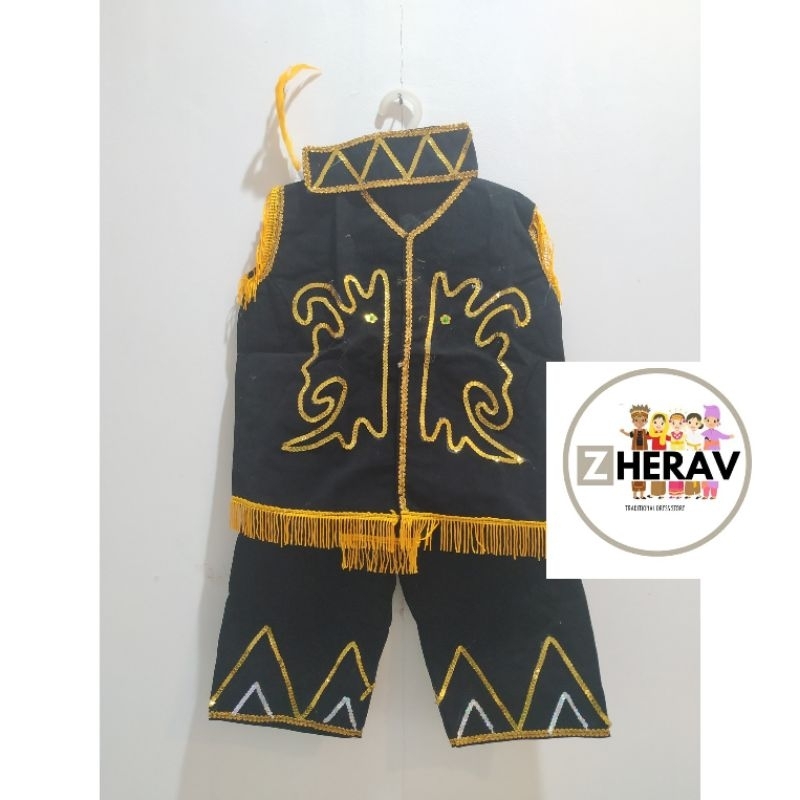 Baju Busana Pakaian Adat Dayak Kalimantan Anak Laki dan Perempuan Dewasa - Set Lengkap Kostum Karnav