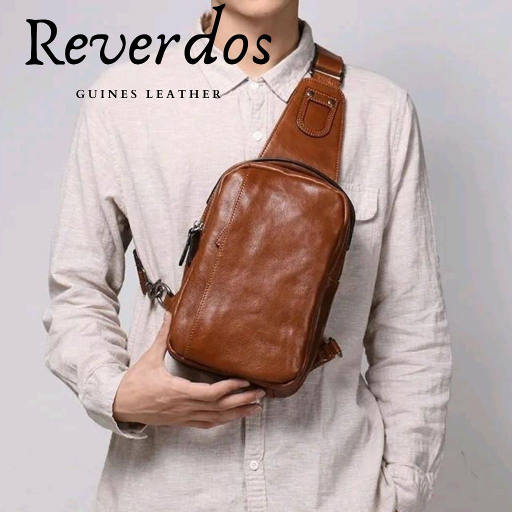 Tas Selempang Dada Kulit Asli - Tas Dada Kasual Pria Kulit Asli