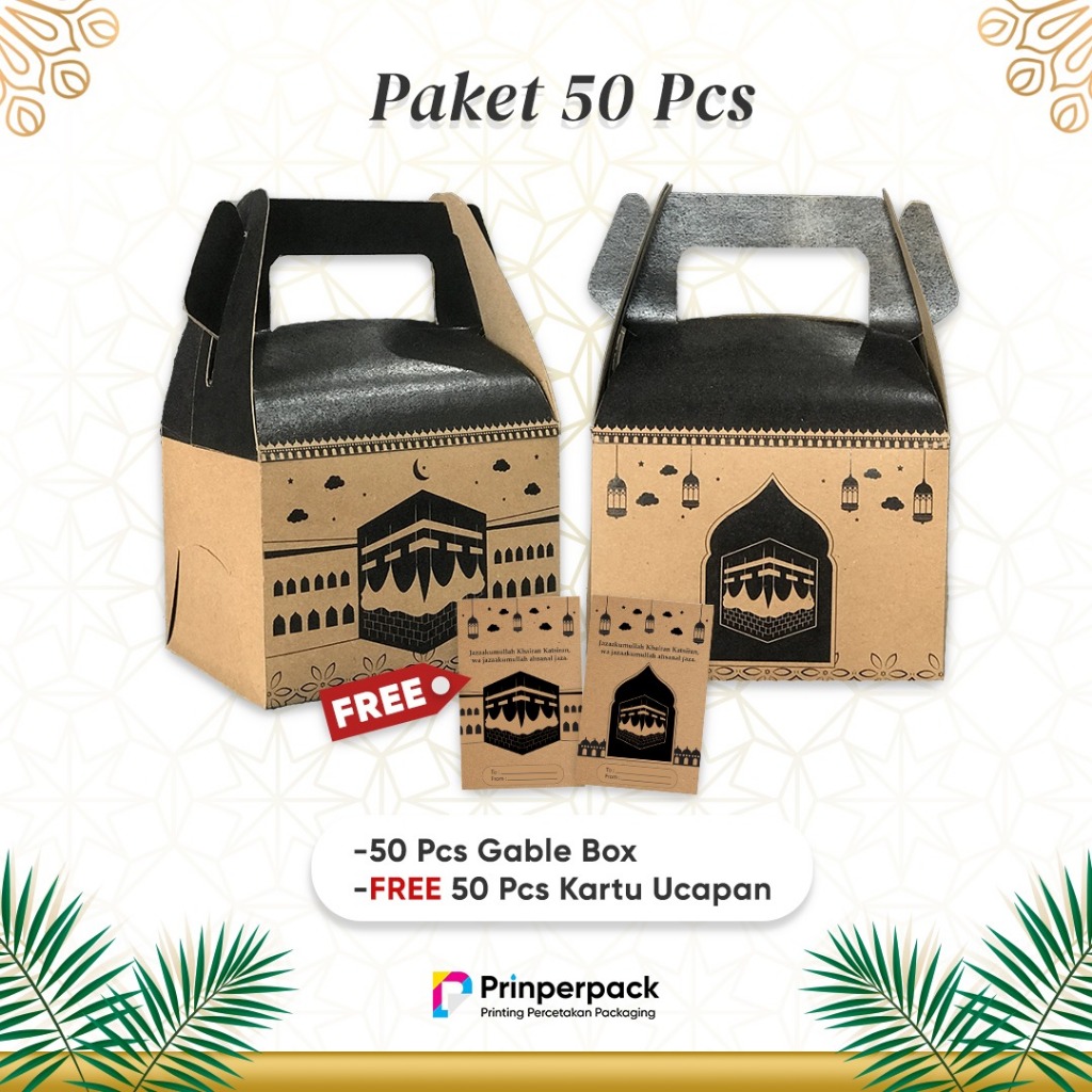 

Gable Box Idul Adha Isi 50 Pcs / Dus Box Kabah Ka'bah Paket Oleh Oleh Haji Umroh Premium Free Hangtag Kartu Ucapan/ Kemasan Box Oleh oleh haji