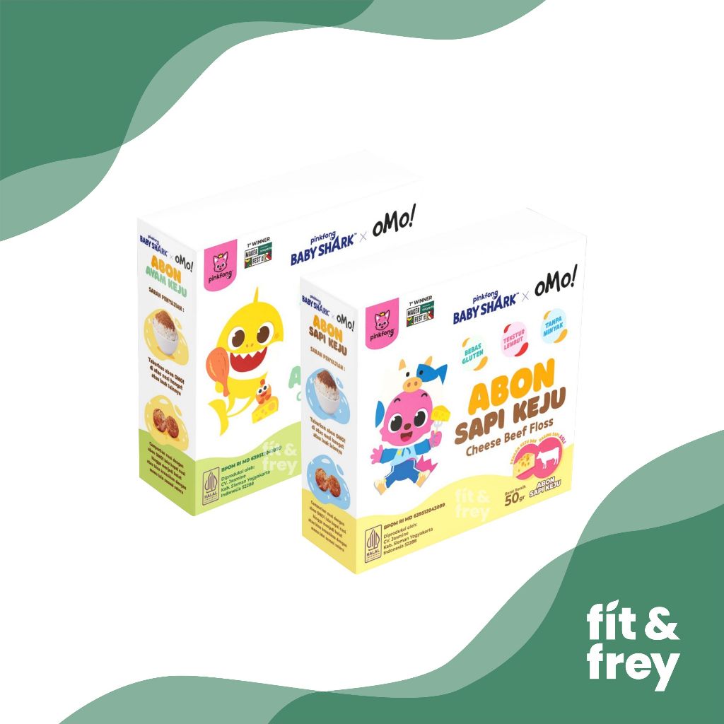 

OMO Abon Ayam Keju / Sapi Keju 50gr - Baby Shark - Pinkfong - Cheese Chicken / Beef Floss - Bebas Gluten